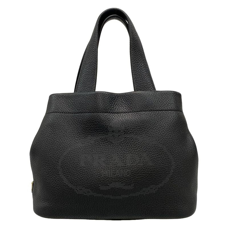Prada Small Leather Tote Bag 1bg390 Black Perforated Logo Leather