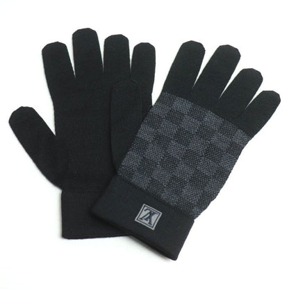 Louis Vuitton Gon Petit Damier Gloves Black M70006 Ma1220 Knitted Gloves Unisex