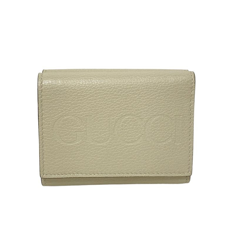 Gucci Trifold Wallet With Gucci Logo 731694 Ivory Leather