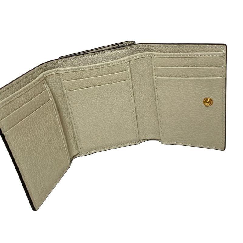 Gucci Trifold Wallet With Gucci Logo 731694 Ivory Leather