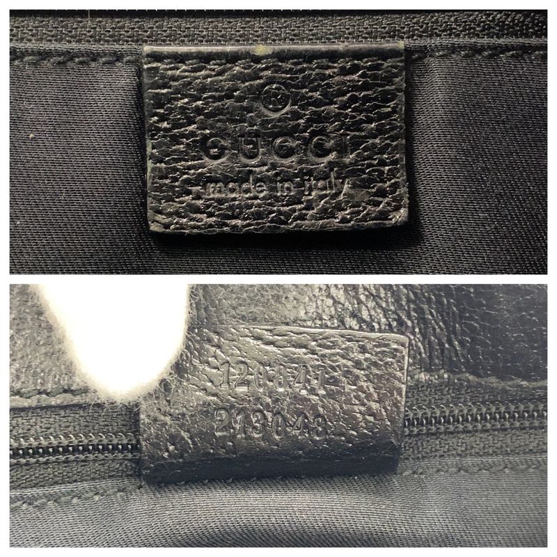 Gucci Black Silver Hardware GG Canvas Leather 120841 Shoulder Bag Messenger Bag