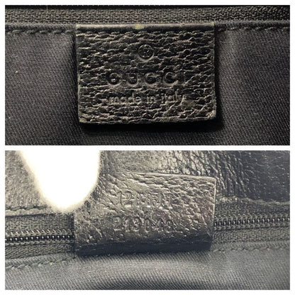 Gucci Black Silver Hardware GG Canvas Leather 120841 Shoulder Bag Messenger Bag