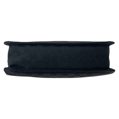 Gucci Black Silver Hardware GG Canvas Leather 120841 Shoulder Bag Messenger Bag