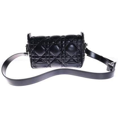 Christian Dior Micro Cannage Dior Camp Shoulder Bag Black Leather Silver