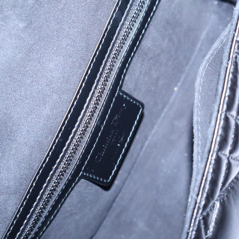 Christian Dior Micro Cannage Dior Camp Shoulder Bag Black Leather Silver