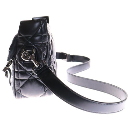 Christian Dior Micro Cannage Dior Camp Shoulder Bag Black Leather Silver