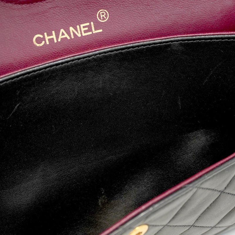 Chanel Shoulder Bag Matelasse Lambskin Black Cles Deuce