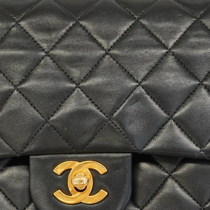 Chanel Shoulder Bag Matelasse Lambskin Black Cles Deuce