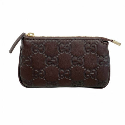 Gucci Coin Case Guccissima 233183 Leather Dark Brown Chien Pan Gold Hardware