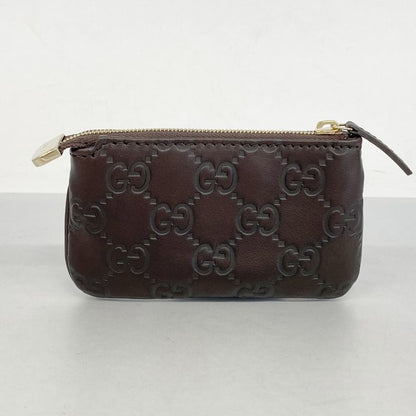 Gucci Coin Case Guccissima 233183 Leather Dark Brown Chien Pan Gold Hardware