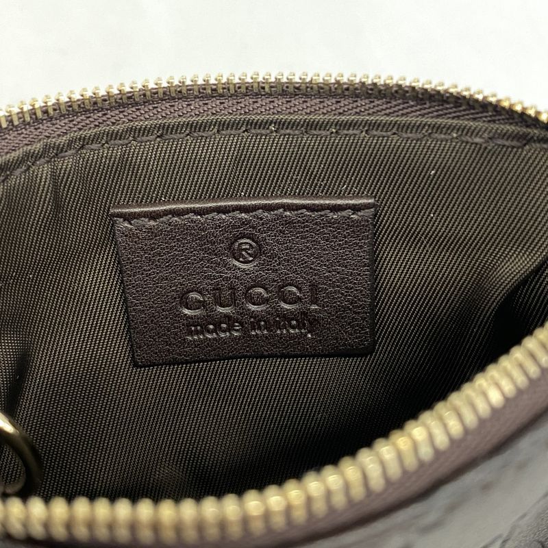 Gucci Coin Case Guccissima 233183 Leather Dark Brown Chien Pan Gold Hardware