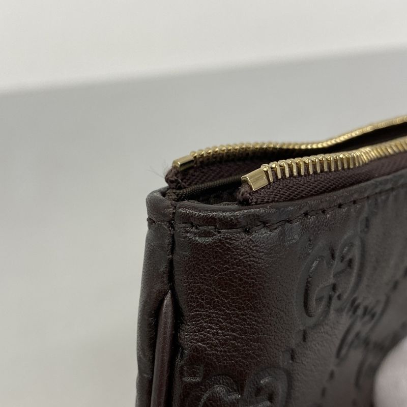 Gucci Coin Case Guccissima 233183 Leather Dark Brown Chien Pan Gold Hardware