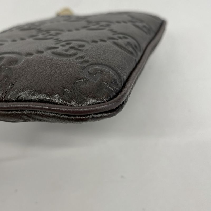 Gucci Coin Case Guccissima 233183 Leather Dark Brown Chien Pan Gold Hardware