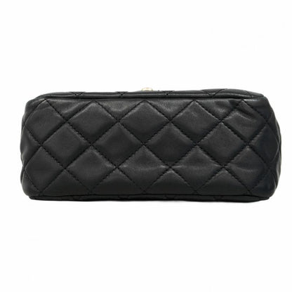 Chanel Shoulder Bag Mini Matelasse Lambskin Black Gold Hardware Women