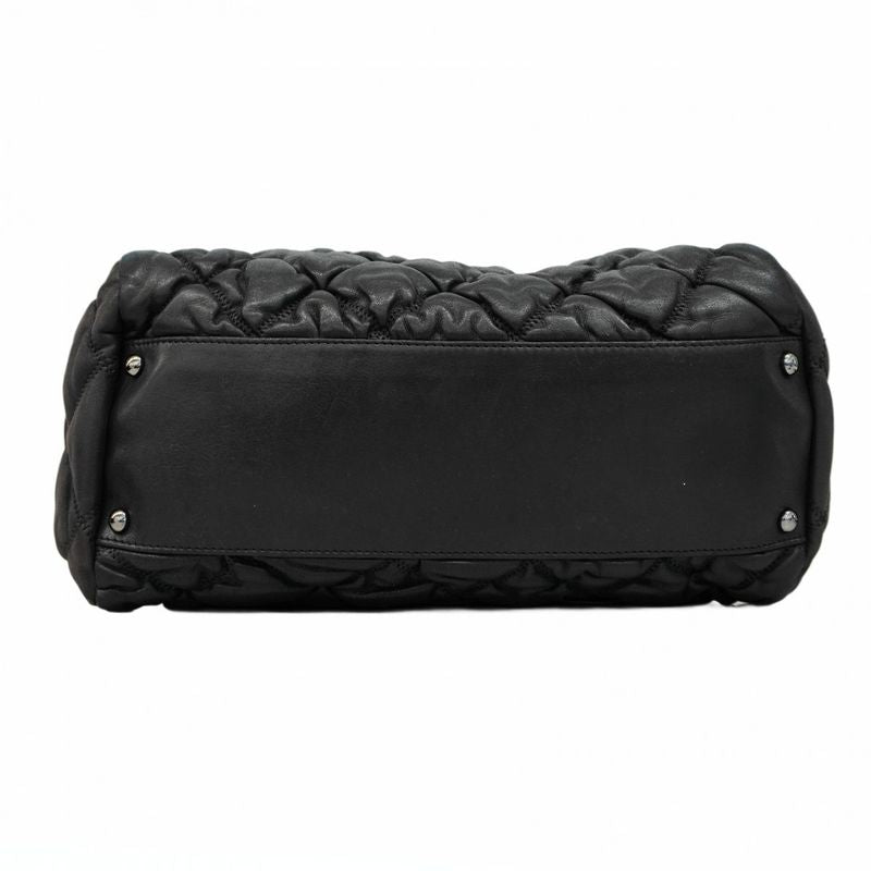 Chanel Shoulder Bag Bubble Quilted Lambskin Black Silver Hardware Women