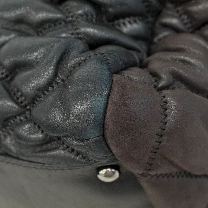 Chanel Shoulder Bag Bubble Quilted Lambskin Black Silver Hardware Women