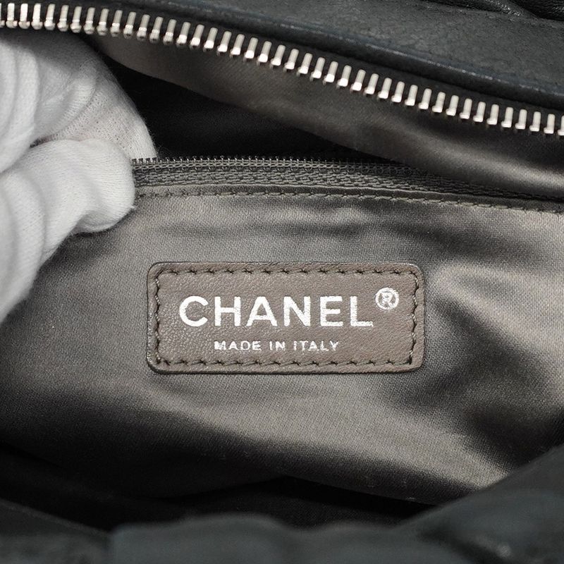 Chanel Shoulder Bag Bubble Quilted Lambskin Black Silver Hardware Women