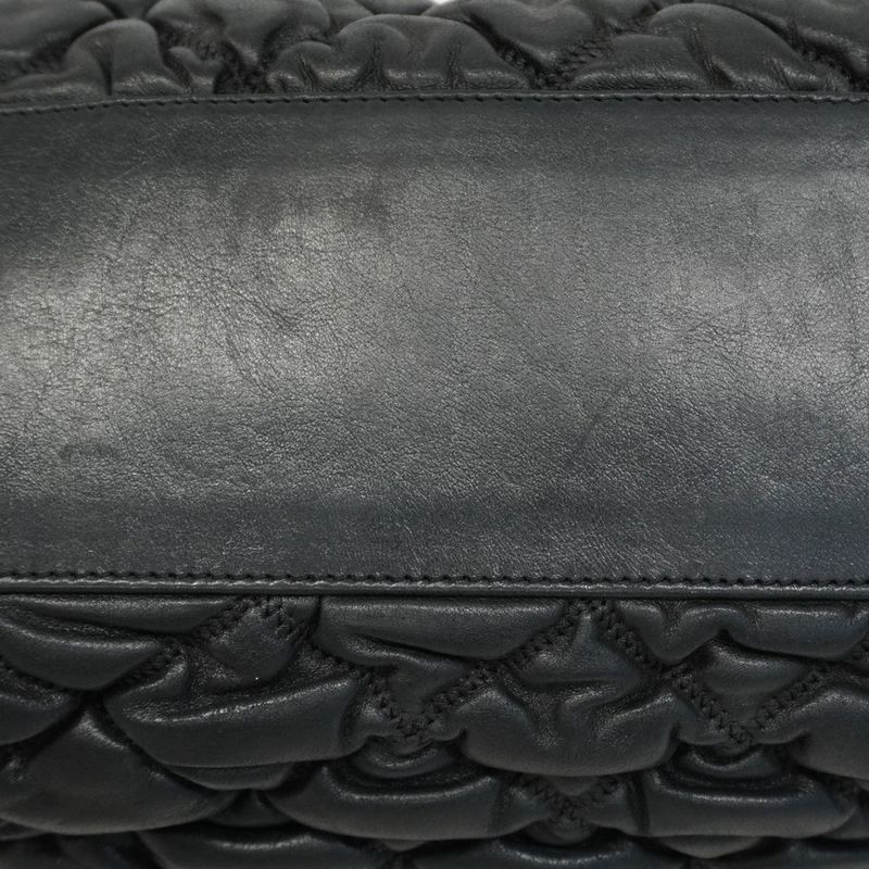 Chanel Shoulder Bag Bubble Quilted Lambskin Black Silver Hardware Women