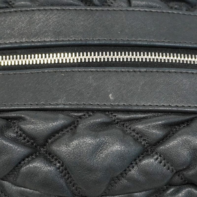 Chanel Shoulder Bag Bubble Quilted Lambskin Black Silver Hardware Women