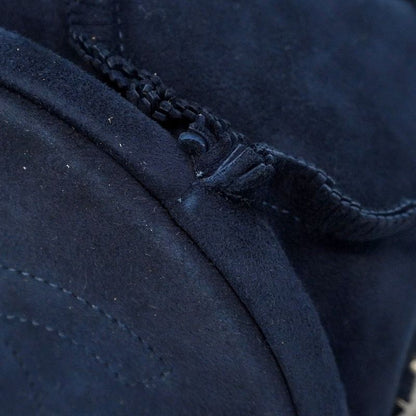 Chanel Shoulder Bag Fringe Suede Navy Gold Hardware Women