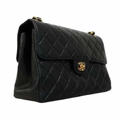 Chanel Shoulder Bag Matelasse W Face Lambskin Black Gold Hardware Women