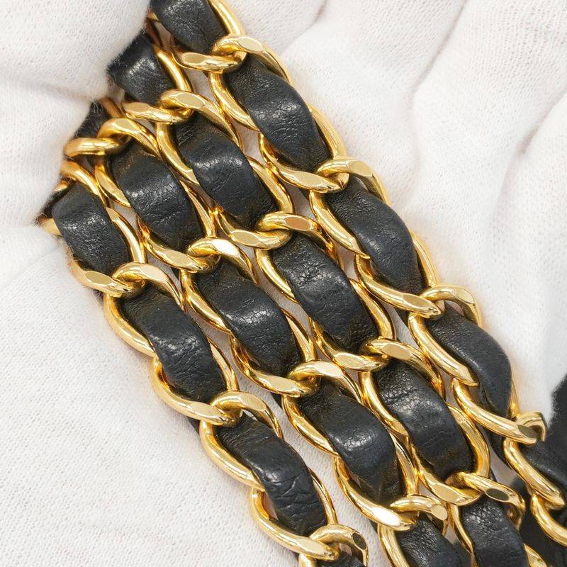 Chanel Shoulder Bag Matelasse W Face Lambskin Black Gold Hardware Women