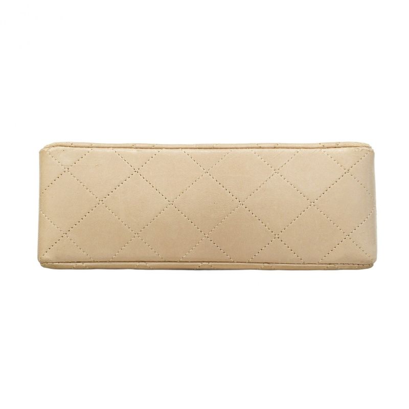 Chanel Shoulder Bag Mini Matelasse Lambskin Beige Gold Hardware Women