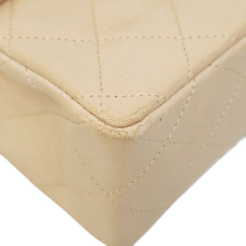 Chanel Shoulder Bag Mini Matelasse Lambskin Beige Gold Hardware Women