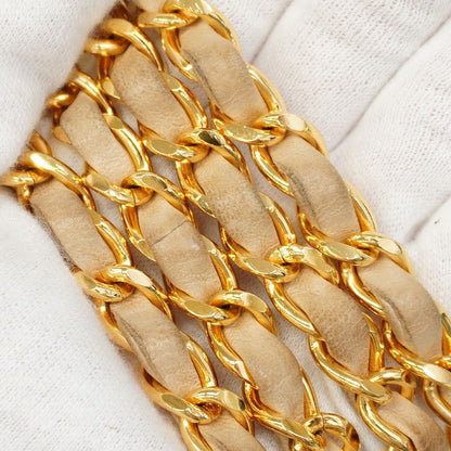 Chanel Shoulder Bag Mini Matelasse Lambskin Beige Gold Hardware Women