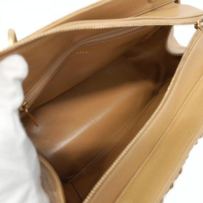 Chanel Handbag Matelasse Chain Caviar Skin Beige Gold Hardware Women