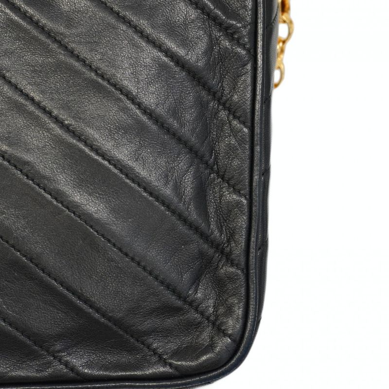 Chanel Shoulder Bag V-stitched Brilliant Lambskin Black Gold Hardware Women