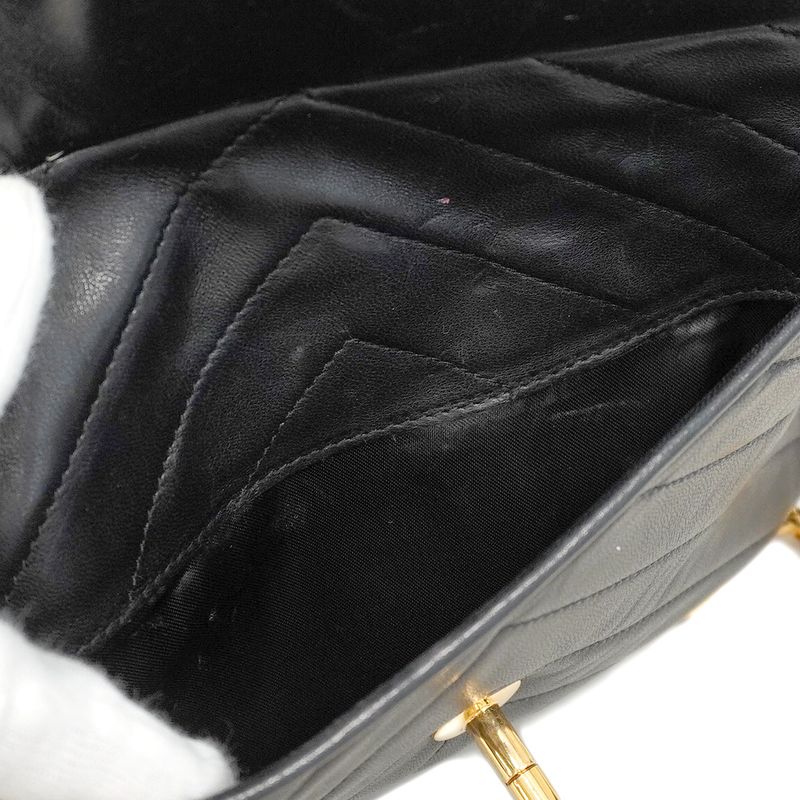 Chanel Shoulder Bag V-stitched Brilliant Lambskin Black Gold Hardware Women