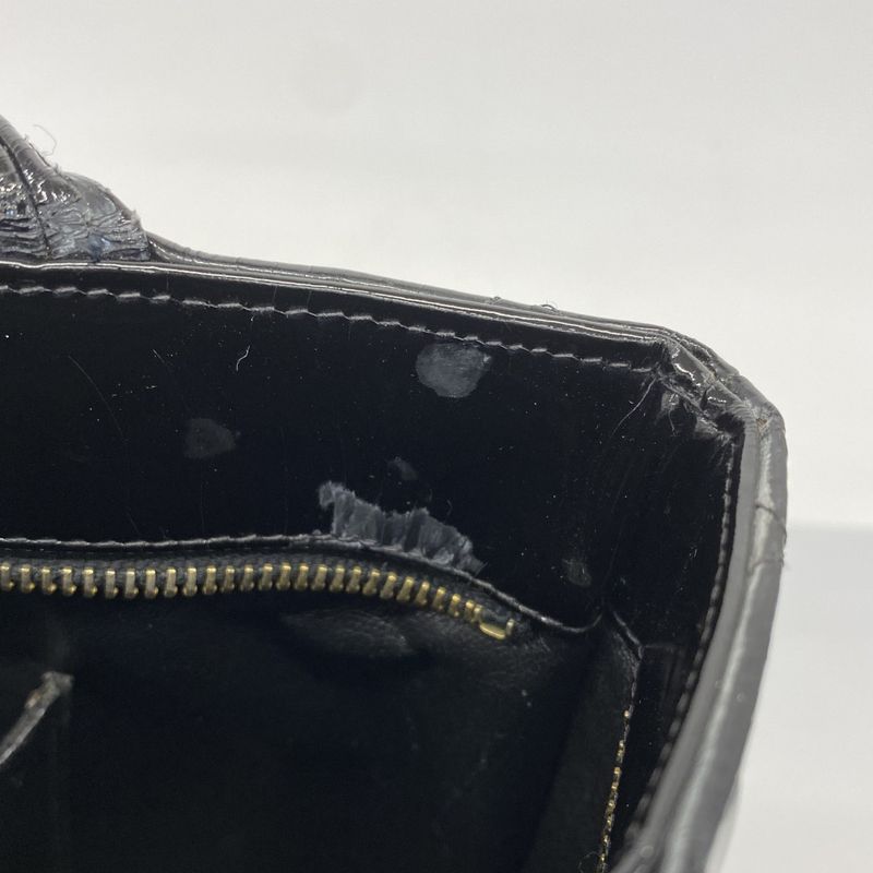 Chanel Tote Bag Reprint Tote Patent Leather Black Gold Hardware Women's