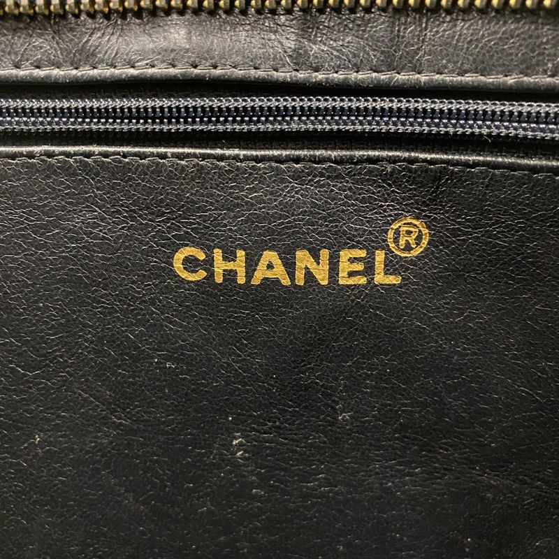 Chanel Tote Bag Reprint Tote Patent Leather Black Gold Hardware Women's