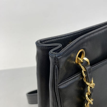 Chanel Shoulder Bag Lambskin Black Gold Hardware Women