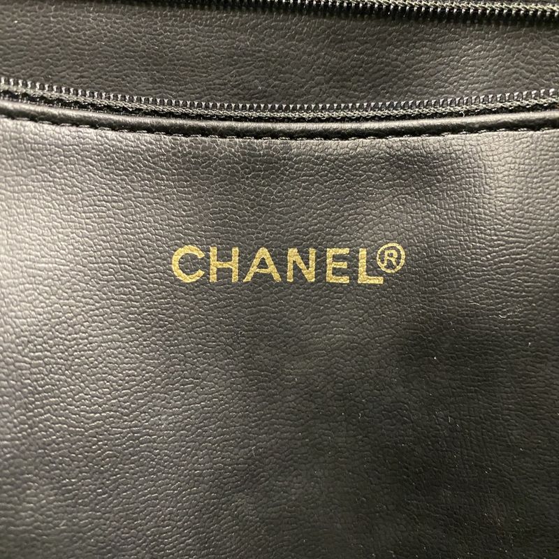 Chanel Shoulder Bag Lambskin Black Gold Hardware Women