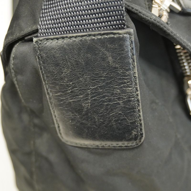 Prada Shoulder Bag Nylon Black Silver Hardware Men Women Unisex