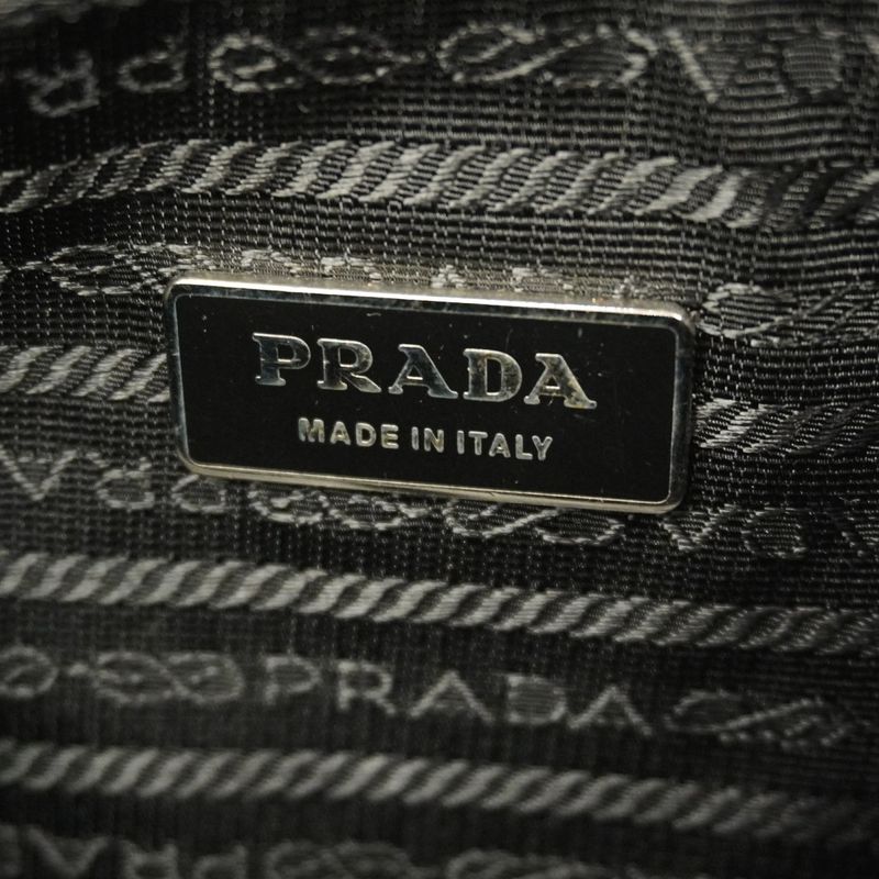 Prada Shoulder Bag Nylon Black Silver Hardware Men Women Unisex