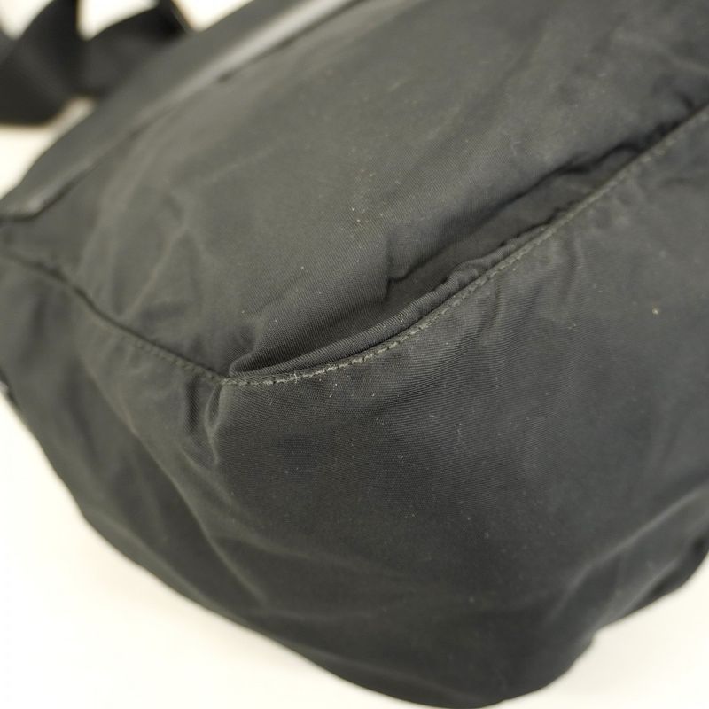 Prada Shoulder Bag Nylon Black Silver Hardware Men Women Unisex