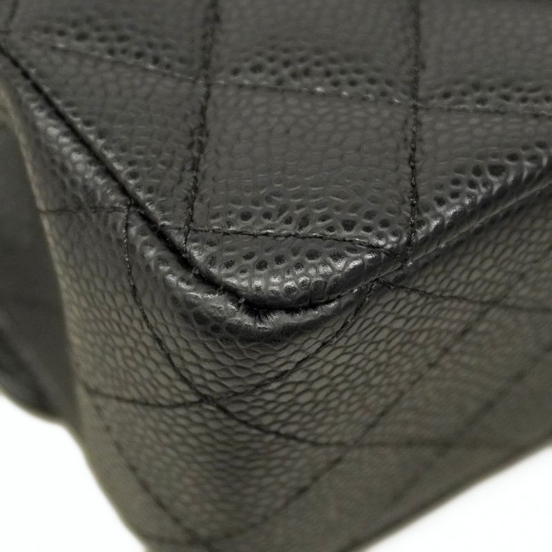 Chanel Shoulder Bag Matelasse Caviar Skin Black Gold Hardware Women