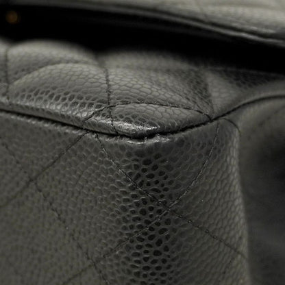 Chanel Shoulder Bag Matelasse Caviar Skin Black Gold Hardware Women