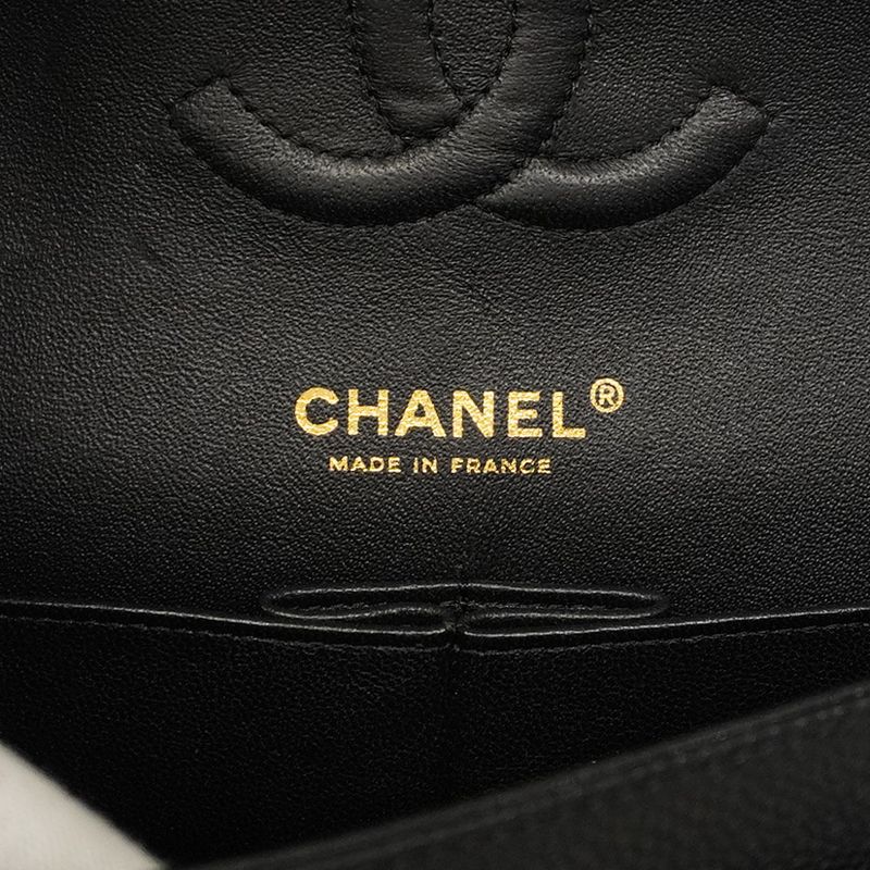 Chanel Shoulder Bag Matelasse Caviar Skin Black Gold Hardware Women