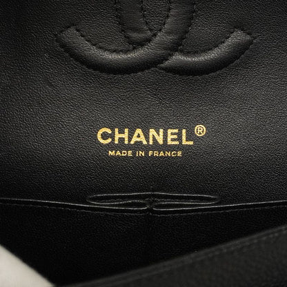 Chanel Shoulder Bag Matelasse Caviar Skin Black Gold Hardware Women