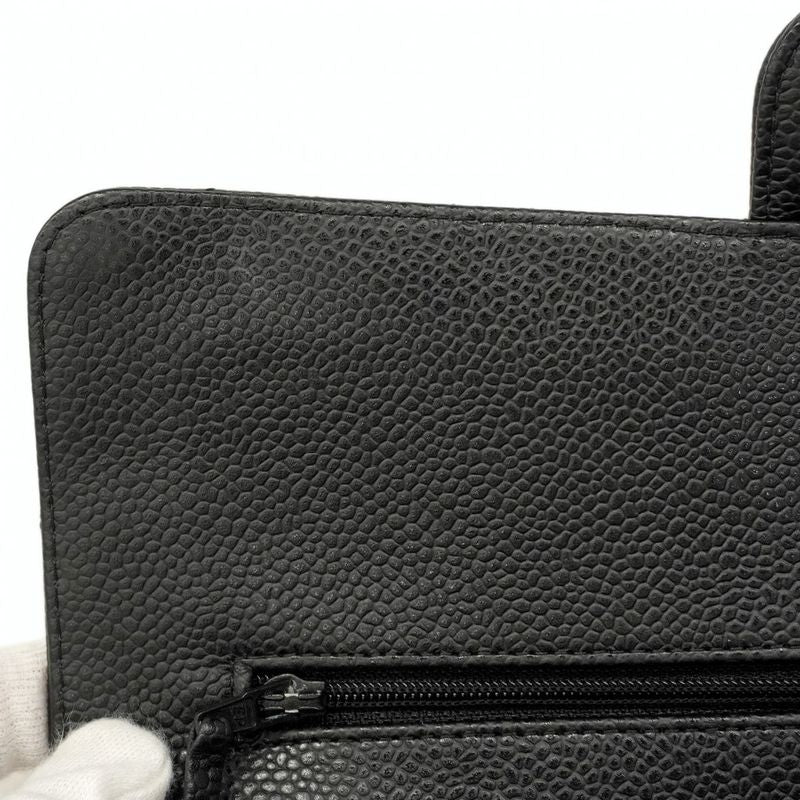 Chanel Shoulder Bag Matelasse Caviar Skin Black Gold Hardware Women