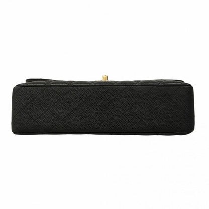Chanel Shoulder Bag Matelasse Caviar Skin Black Gold Hardware Women