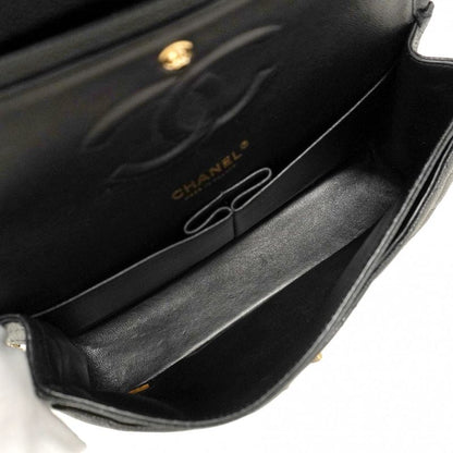 Chanel Shoulder Bag Matelasse Caviar Skin Black Gold Hardware Women