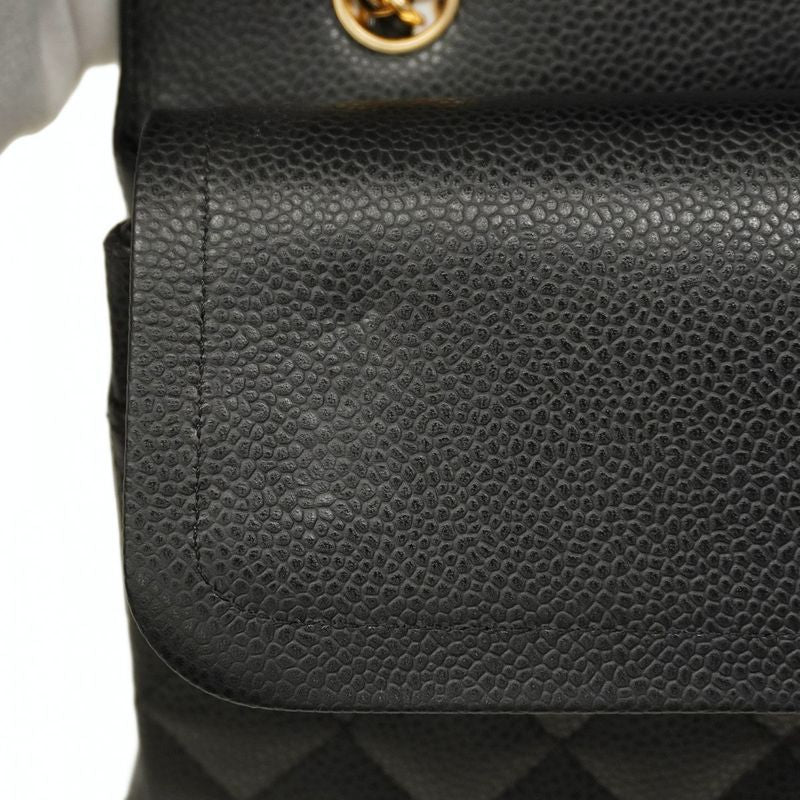Chanel Shoulder Bag Matelasse Caviar Skin Black Gold Hardware Women