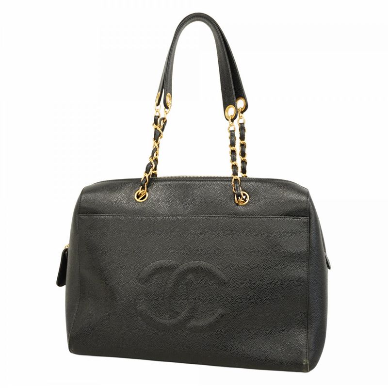 Chanel Shoulder Bag Caviar Skin Black Cles Deuce