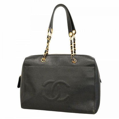 Chanel Shoulder Bag Caviar Skin Black Cles Deuce