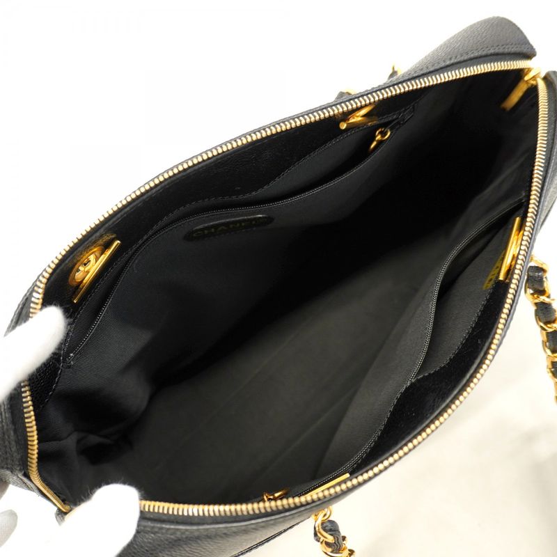 Chanel Shoulder Bag Caviar Skin Black Cles Deuce